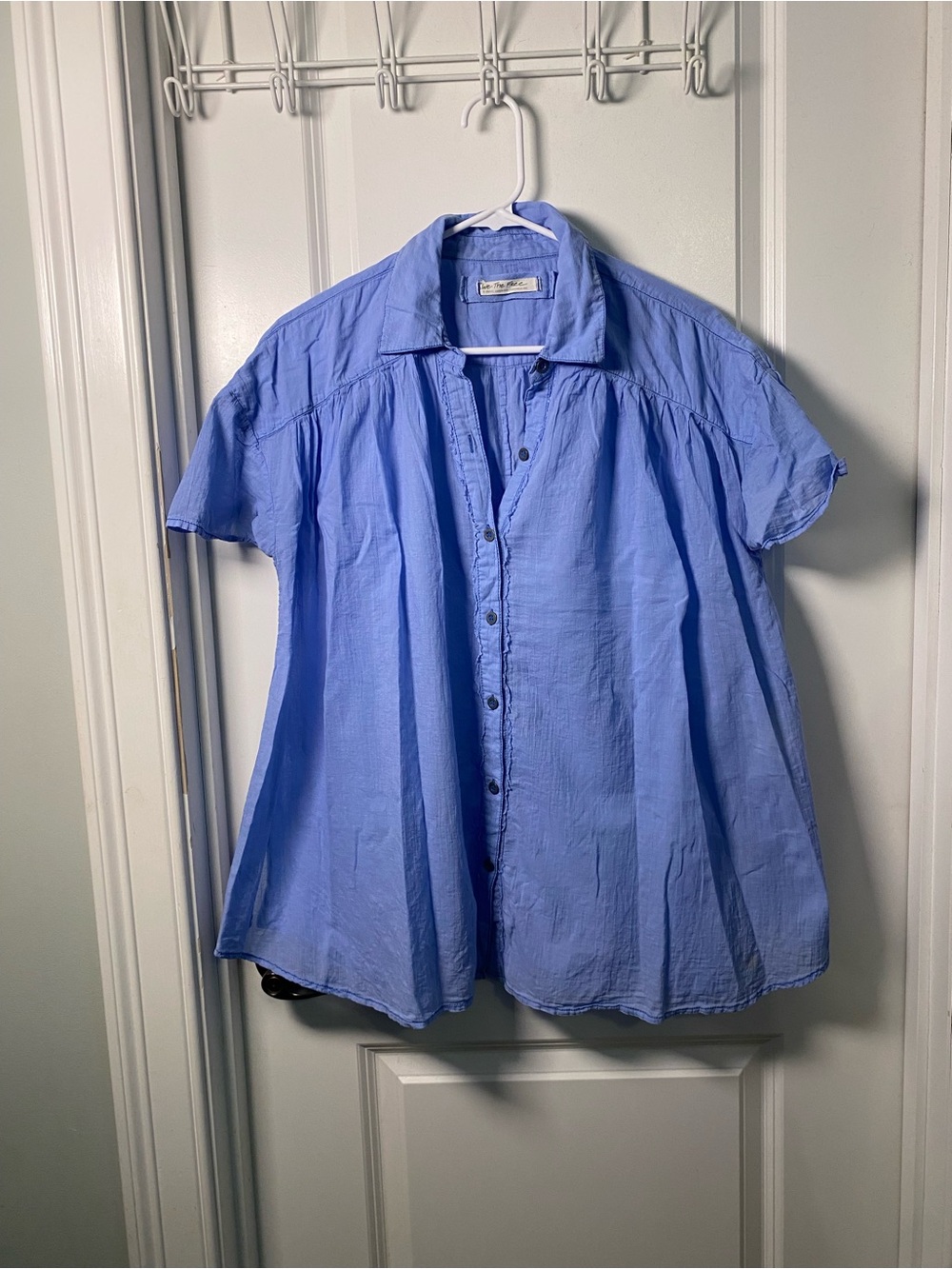 We The Free Periwinkle Short-Sleeve Cotton Button Down Shirt